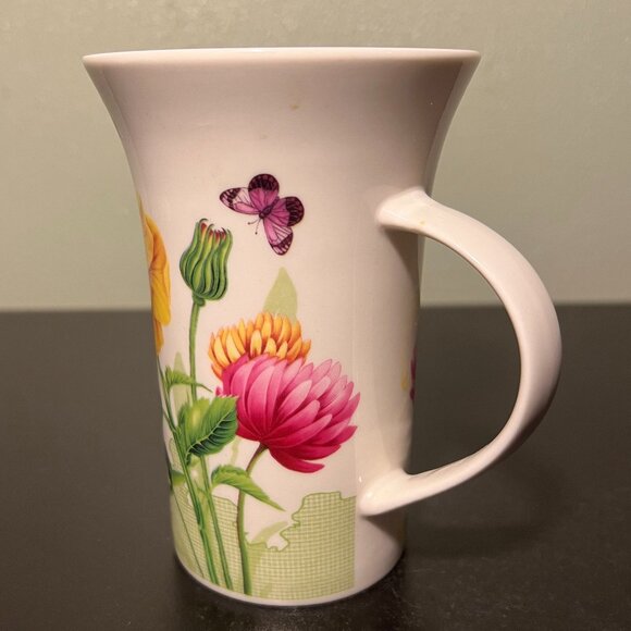 Floral Garden w/ Butterflies Tall Tapered Porcelain Cup - Picture 4 of 9